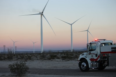 firetruck at turbine at ocotillo