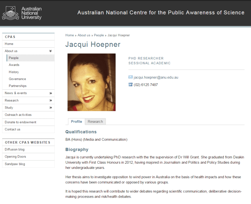 jacqui hoepner at ANU