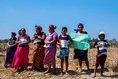 Community women demonstrate against the wind projects on their ancestral land.