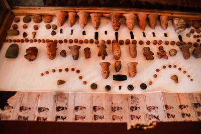 Archaeological remains found by farmers on their land.