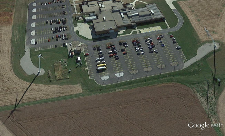 Two wind turbines on the Lake Land College Campus in Mattoon, IL 