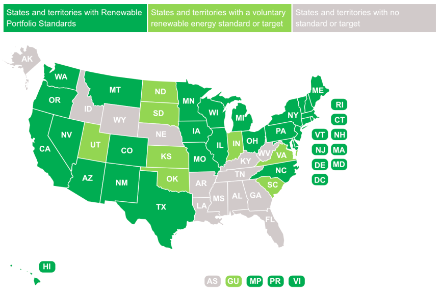 Chart 2 NCSL RPS map